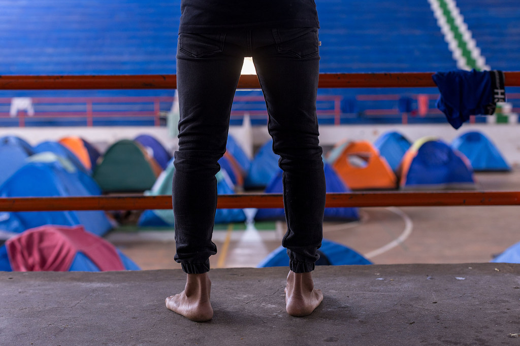 Albergue temporal para desplazados en Ocaña, Colombia.